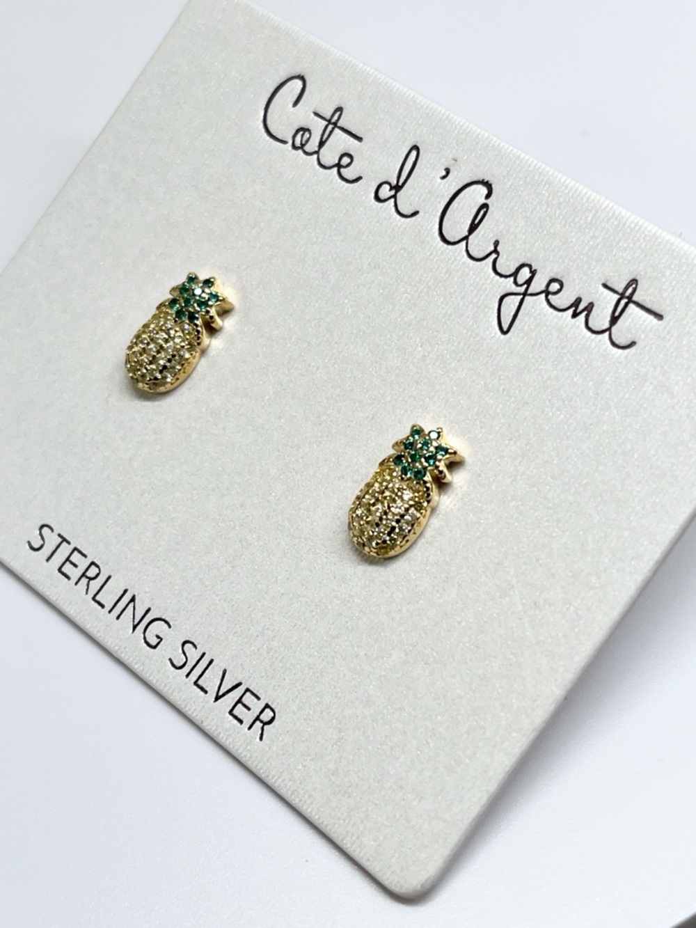 Cote d’Argent Pineapple Sterling Silver Stud Earrings NWT